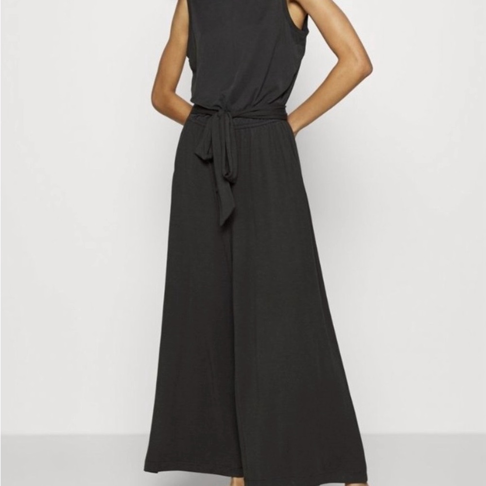Banana Republic Sandwash Black Wide Leg Cropped Jumpsuit with Tie Waist NWT S 2